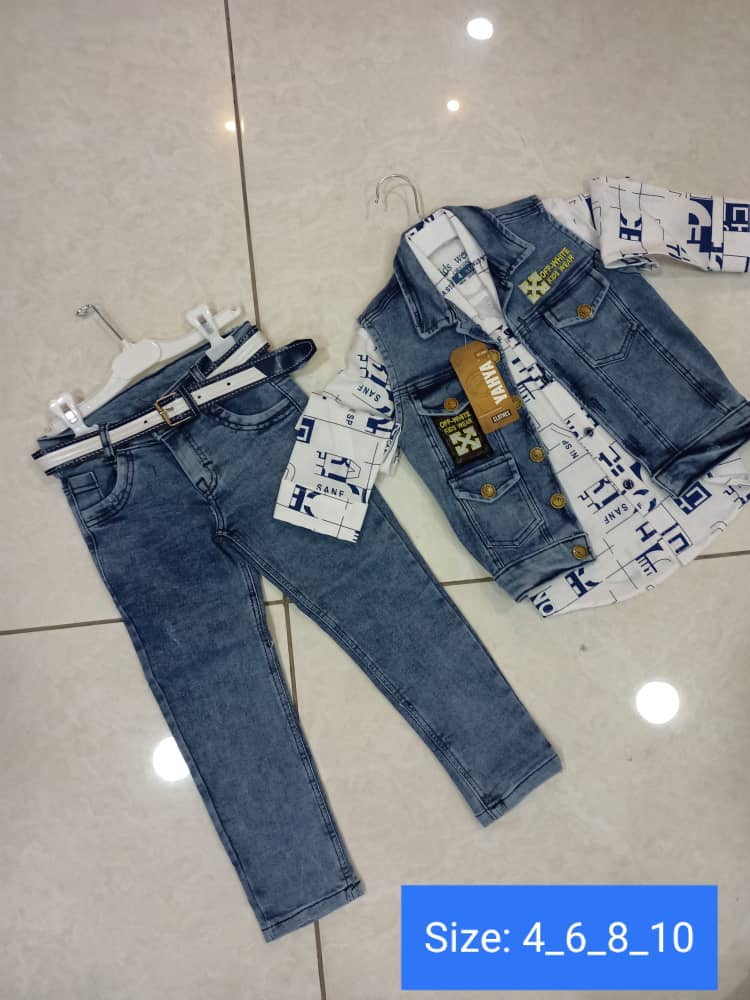 طقم جينز صبياني 3 قطع للبيع في دمشق